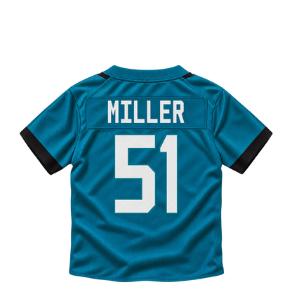 Jacksonville Jaguars jersey keychain — Ventrell Miller #51. Exact saved player artwork preview.