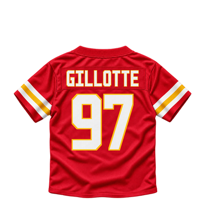 Kansas City Chiefs jersey keychain — Ashton Gillotte #97. Exact saved player artwork preview.