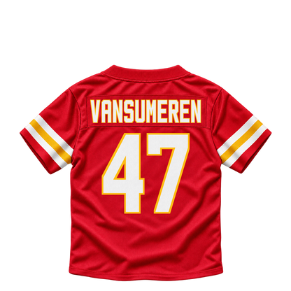 Kansas City Chiefs jersey keychain — Ben VanSumeren #47. Exact saved player artwork preview.