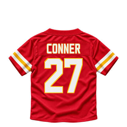 Kansas City Chiefs jersey keychain — Chamarri Conner #27. Exact saved player artwork preview.