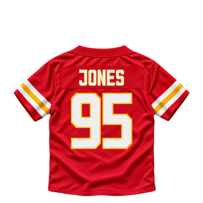 Kansas City Chiefs jersey keychain — Chris Jones #95. Exact saved player artwork preview.
