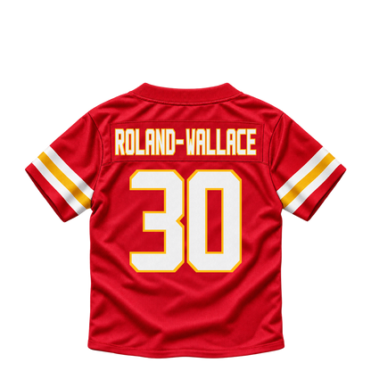 Kansas City Chiefs jersey keychain — Chris Roland-Wallace #30. Exact saved player artwork preview.