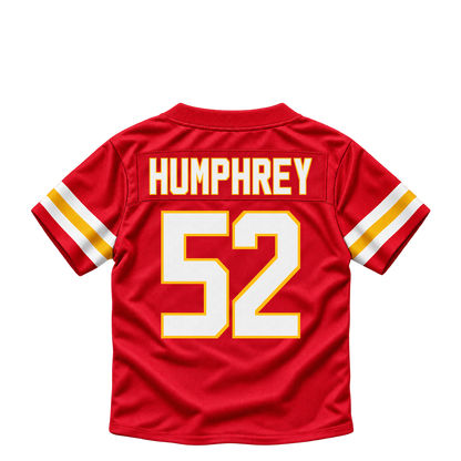 Kansas City Chiefs jersey keychain — Creed Humphrey #52. Exact saved player artwork preview.
