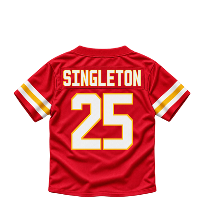 Kansas City Chiefs jersey keychain — DeShon Singleton #25. Exact saved player artwork preview.