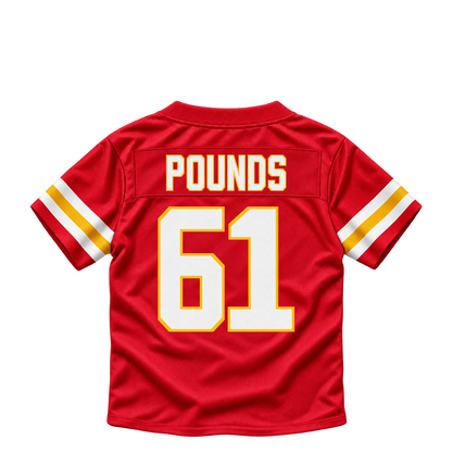 Kansas City Chiefs jersey keychain — Diego Pounds #61. Exact saved player artwork preview.