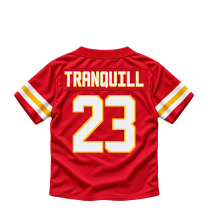 Kansas City Chiefs jersey keychain — Drue Tranquill #23. Exact saved player artwork preview.