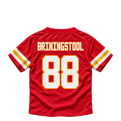 Kansas City Chiefs jersey keychain — Jake Briningstool #88. Exact saved player artwork preview.
