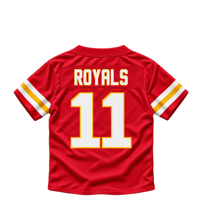 Kansas City Chiefs jersey keychain — Jalen Royals #11. Exact saved player artwork preview.