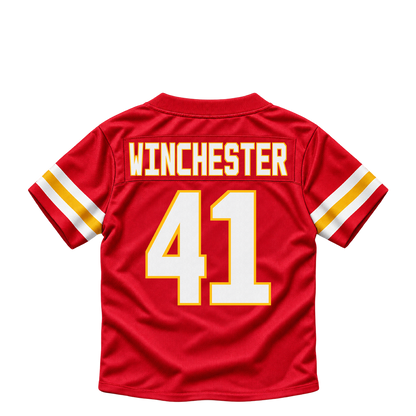 Kansas City Chiefs jersey keychain — James Winchester #41. Exact saved player artwork preview.