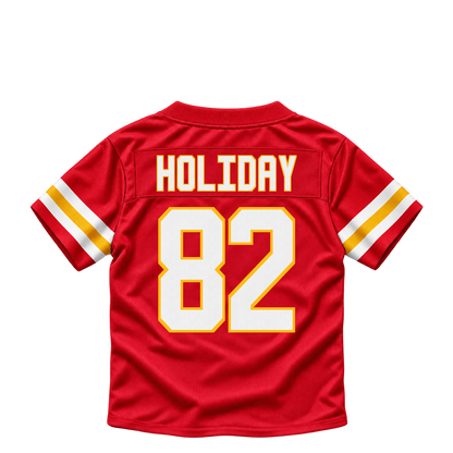 Kansas City Chiefs jersey keychain — Jimmy Holiday #82. Exact saved player artwork preview.