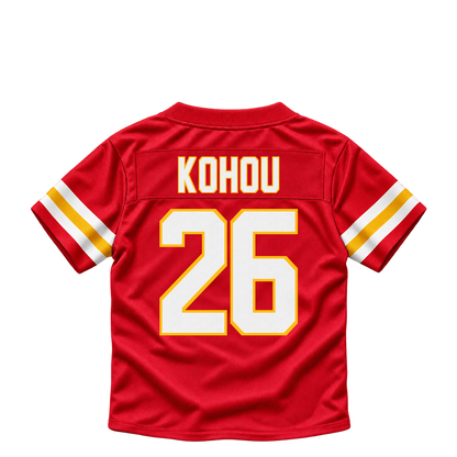Kansas City Chiefs jersey keychain — Kader Kohou #26. Exact saved player artwork preview.