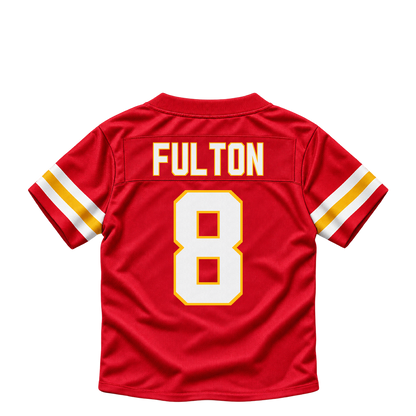Kansas City Chiefs jersey keychain — Kristian Fulton #8. Exact saved player artwork preview.