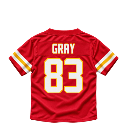 Kansas City Chiefs jersey keychain — Noah Gray #83. Exact saved player artwork preview.