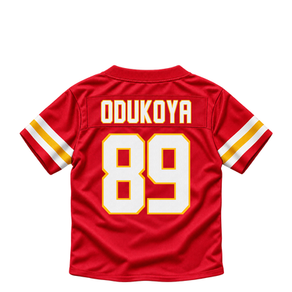 Kansas City Chiefs jersey keychain — Thomas Odukoya #89. Exact saved player artwork preview.