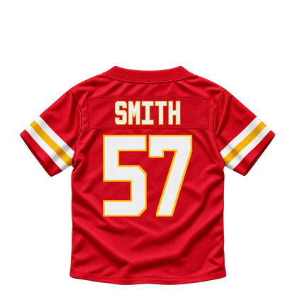 Kansas City Chiefs jersey keychain — Tyreke Smith #57. Exact saved player artwork preview.