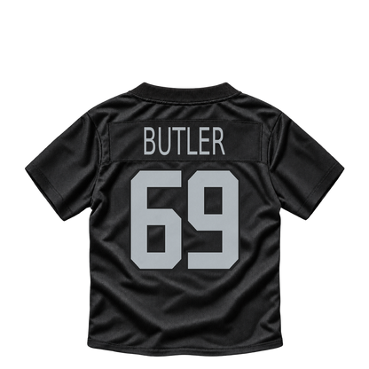 Las Vegas Raiders jersey keychain — Adam Butler #69. Exact saved player artwork preview.