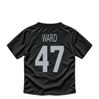 Las Vegas Raiders jersey keychain — Alex Ward #47. Exact saved player artwork preview.