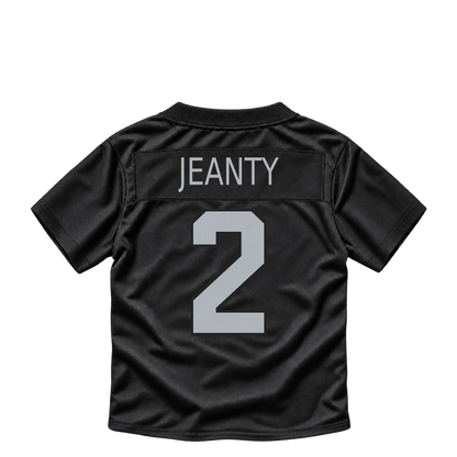 Las Vegas Raiders jersey keychain — Ashton Jeanty #2. Exact saved player artwork preview.