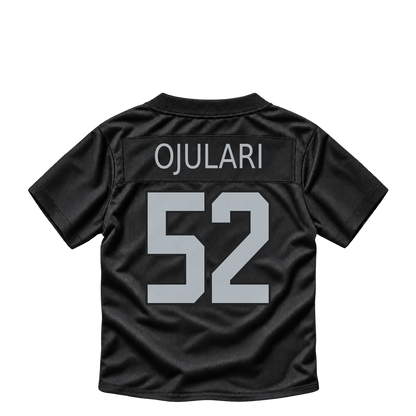 Las Vegas Raiders jersey keychain — Azeez Ojulari #52. Exact saved player artwork preview.