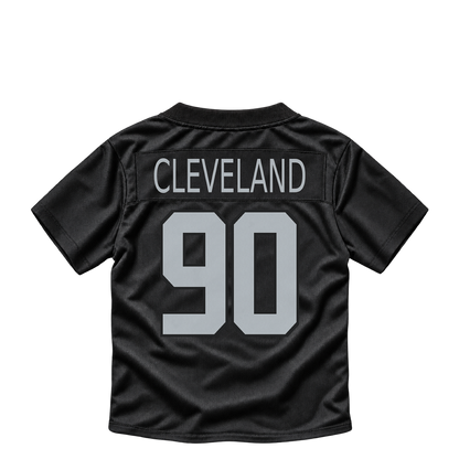 Las Vegas Raiders jersey keychain — Brandon Cleveland #90. Exact saved player artwork preview.