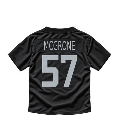 Las Vegas Raiders jersey keychain — Cameron McGrone #57. Exact saved player artwork preview.