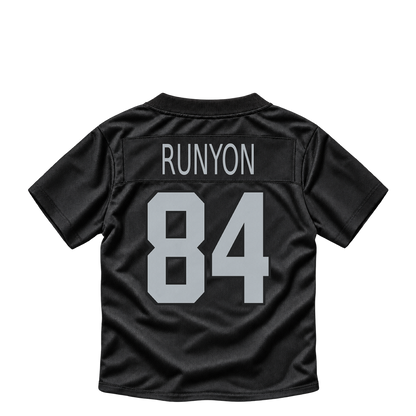 Las Vegas Raiders jersey keychain — Carter Runyon #84. Exact saved player artwork preview.