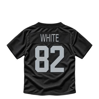 Las Vegas Raiders jersey keychain — Cody White #82. Exact saved player artwork preview.