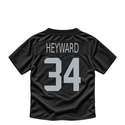 Las Vegas Raiders jersey keychain — Connor Heyward #34. Exact saved player artwork preview.