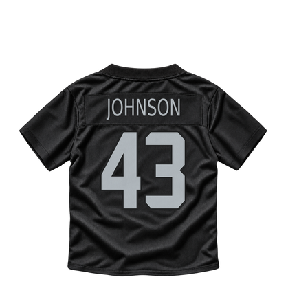 Las Vegas Raiders jersey keychain — Dalton Johnson #43. Exact saved player artwork preview.