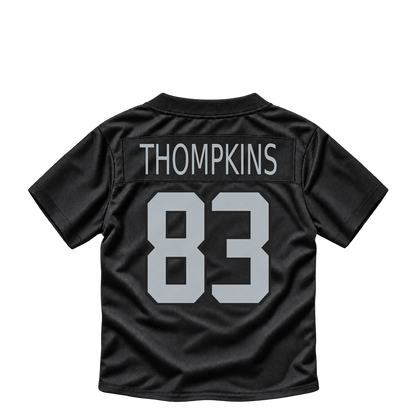 Las Vegas Raiders jersey keychain — Deven Thompkins #83. Exact saved player artwork preview.