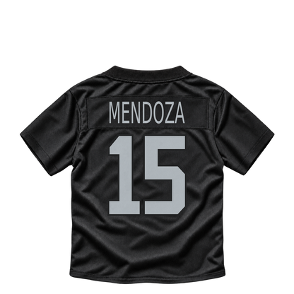 Las Vegas Raiders jersey keychain — Fernando Mendoza #15. Exact saved player artwork preview.