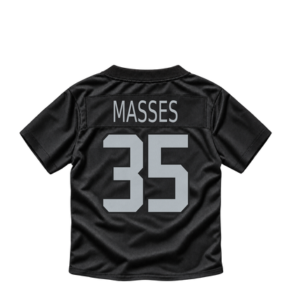 Las Vegas Raiders jersey keychain — Hezekiah Masses #35. Exact saved player artwork preview.