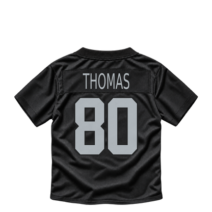 Las Vegas Raiders jersey keychain — Ian Thomas #80. Exact saved player artwork preview.