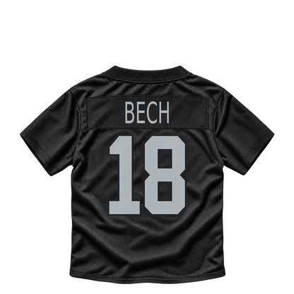 Las Vegas Raiders jersey keychain — Jack Bech #18. Exact saved player artwork preview.