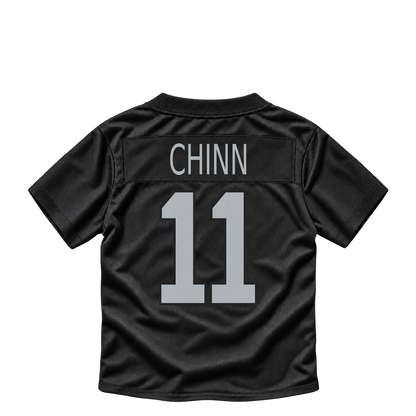 Las Vegas Raiders jersey keychain — Jeremy Chinn #11. Exact saved player artwork preview.