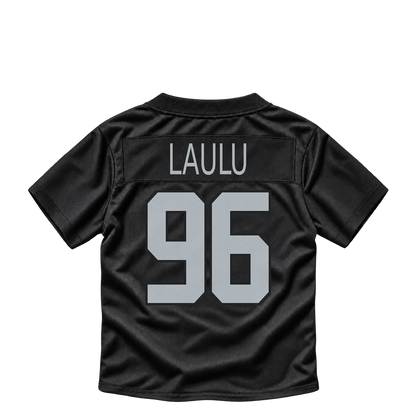 Las Vegas Raiders jersey keychain — Jonah Laulu #96. Exact saved player artwork preview.