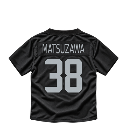Las Vegas Raiders jersey keychain — Kansei Matsuzawa #38. Exact saved player artwork preview.