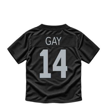 Las Vegas Raiders jersey keychain — Matt Gay #14. Exact saved player artwork preview.