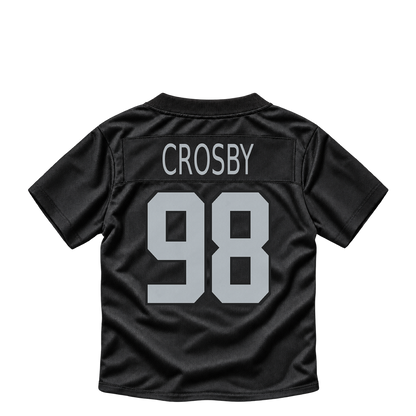 Las Vegas Raiders jersey keychain — Maxx Crosby #98. Exact saved player artwork preview.