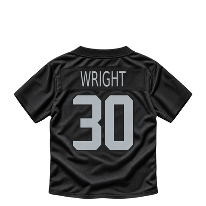 Las Vegas Raiders jersey keychain — Owen Wright #30. Exact saved player artwork preview.