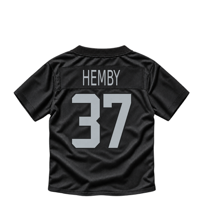 Las Vegas Raiders jersey keychain — Roman Hemby #37. Exact saved player artwork preview.