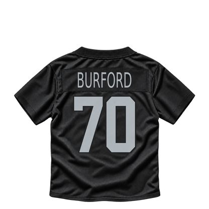 Las Vegas Raiders jersey keychain — Spencer Burford #70. Exact saved player artwork preview.