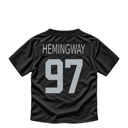 Las Vegas Raiders jersey keychain — Tonka Hemingway #97. Exact saved player artwork preview.