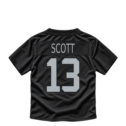 Las Vegas Raiders jersey keychain — Tyler Scott #13. Exact saved player artwork preview.