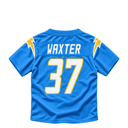 Los Angeles Chargers jersey keychain — Isas Waxter #37. Exact saved player artwork preview.
