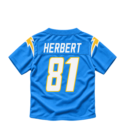 Los Angeles Chargers jersey keychain — Patrick Herbert #81. Exact saved player artwork preview.