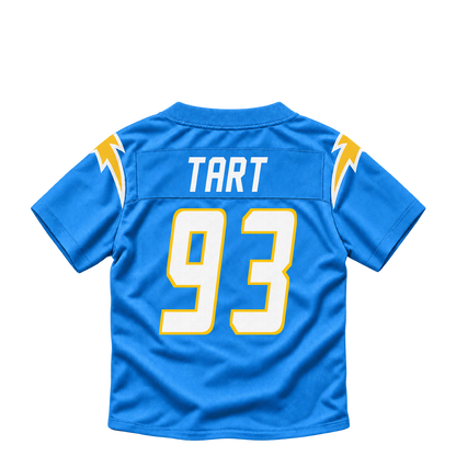 Los Angeles Chargers jersey keychain — Teair Tart #93. Exact saved player artwork preview.