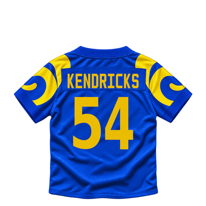 Los Angeles Rams jersey keychain — Eric Kendricks #54. Exact saved player artwork preview.