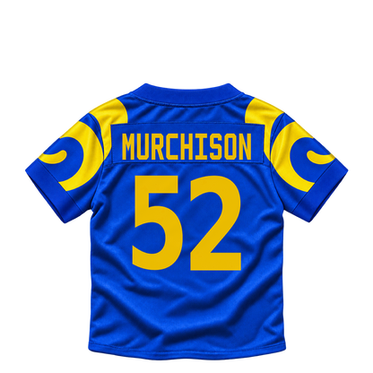 Los Angeles Rams jersey keychain — Larrell Murchison #52. Exact saved player artwork preview.