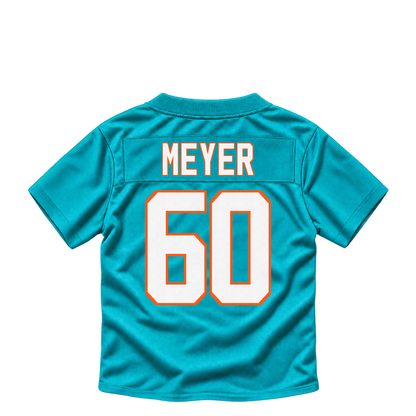 Miami Dolphins jersey keychain — Andrew Meyer #60. Exact saved player artwork preview.